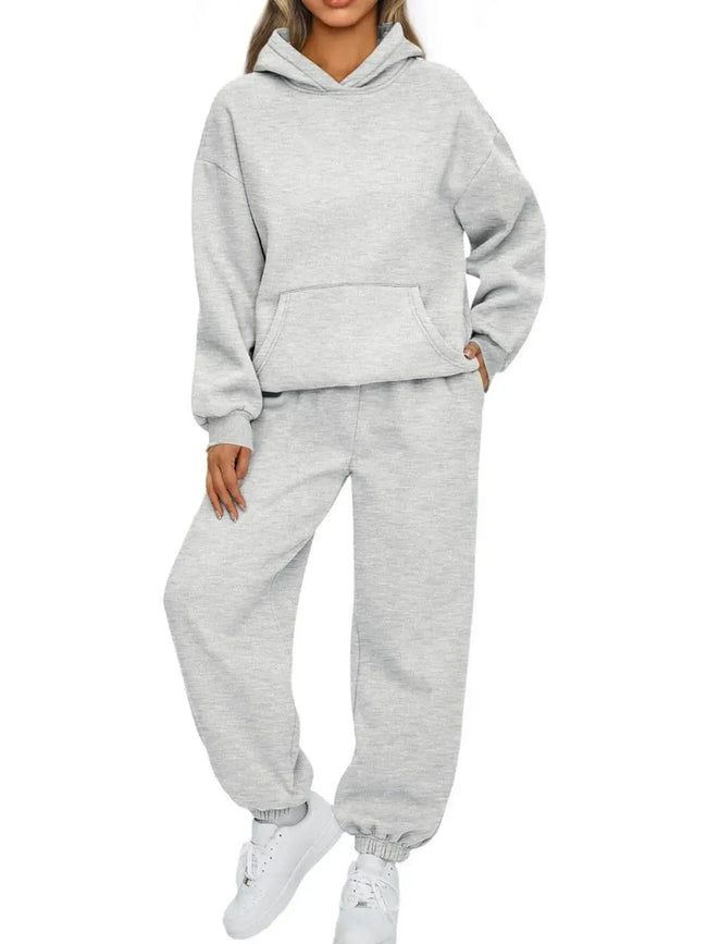Full Size Kangaroo Pocket Hoodie and Joggers Set  Style Ratio