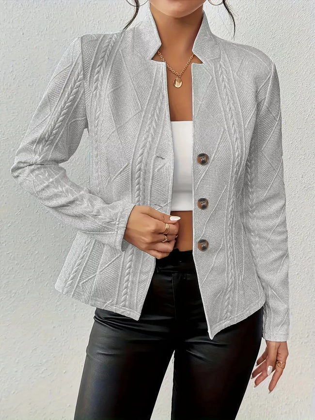 Textured Knit Button-Front Blazer  Style Ratio