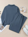 Collared Sweatshirt and High Waist Pants Active Set  Style Ratio