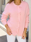 Ribbed Knit Bow Tie Cardigan  Style Ratio
