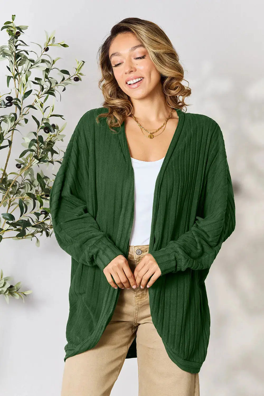 Basic Bae Full Size Ribbed Cocoon Cardigan  Style Ratio
