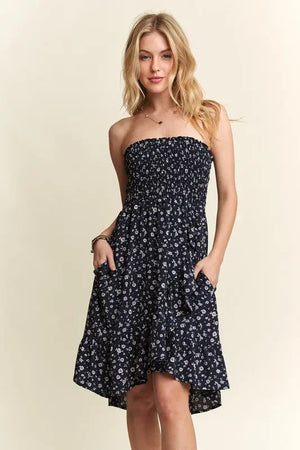 Adora Floral Tube Dress with Pockets Trendsi