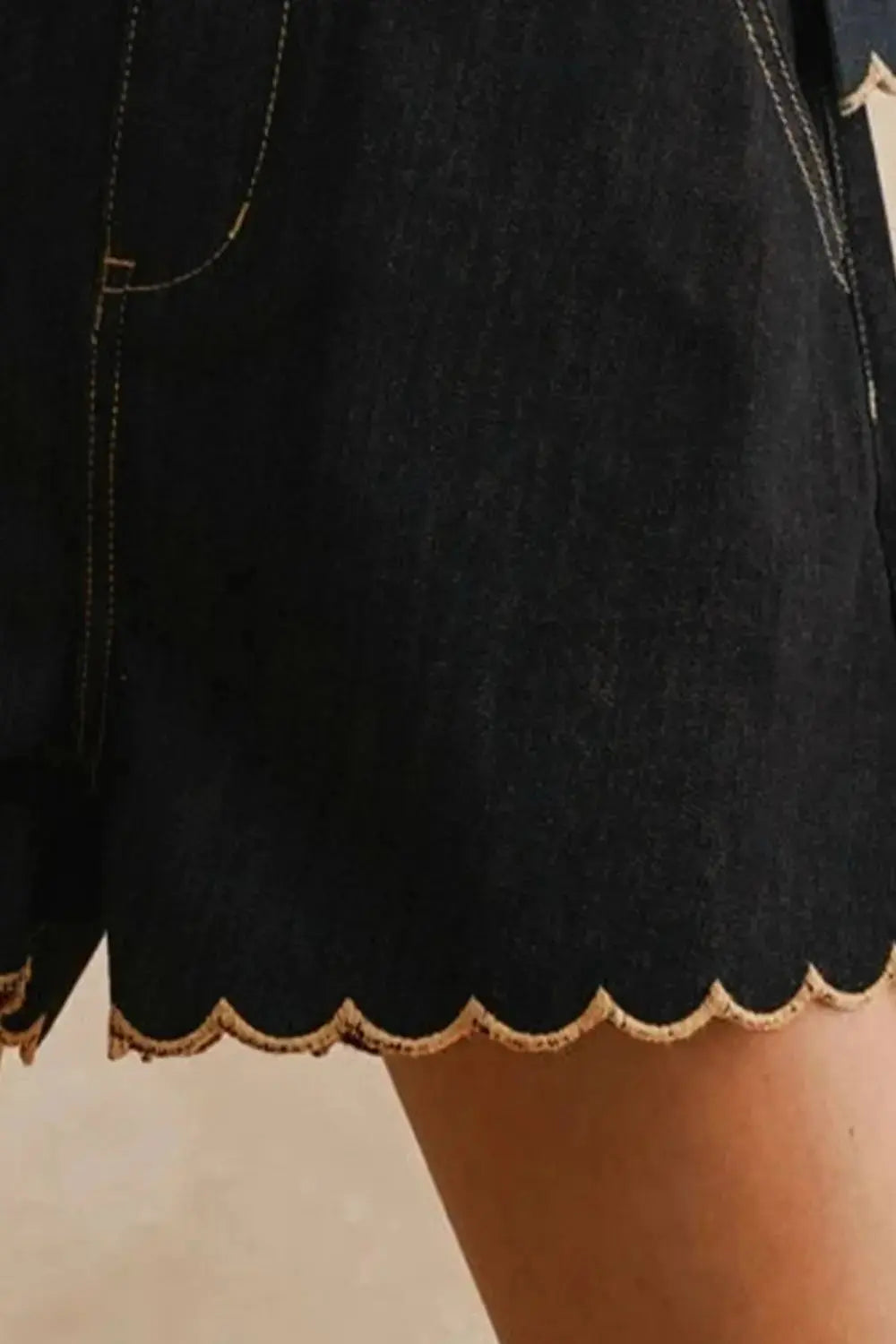 Scalloped Hem Denim Shorts  Style Ratio