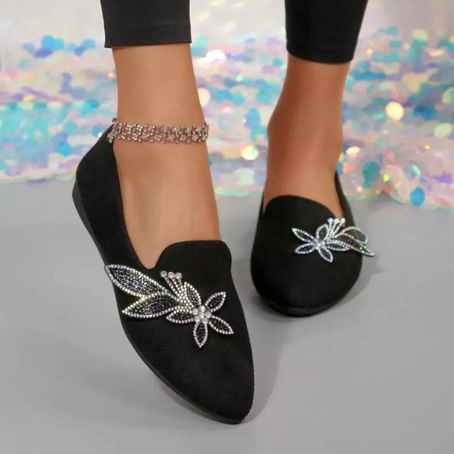 Rhinestone Point Toe Flats Slip-Ons  Style Ratio