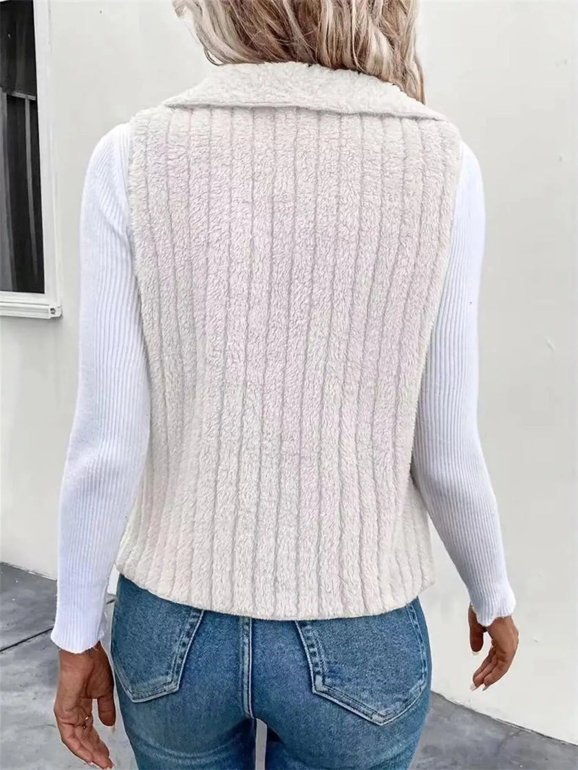 Cozy Fleece Open Front Vest  Style Ratio