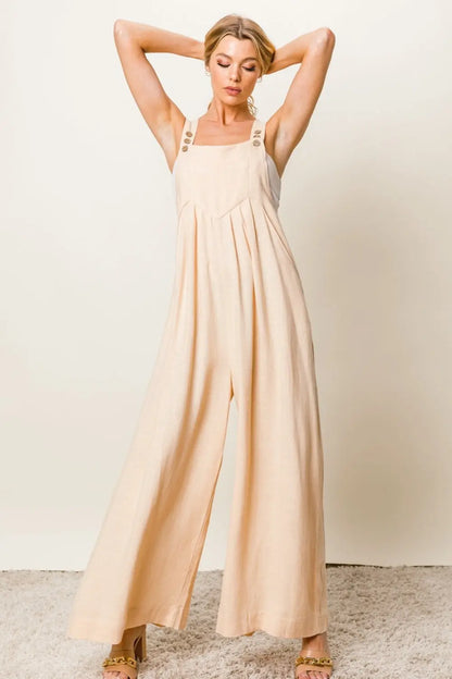 BiBi Tie Sleeves and Wide Leg Jumpsuit Trendsi