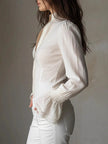 Lace Trim Zip-Up Shirt  Style Ratio