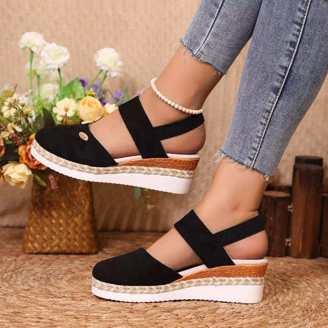 Espadrille Wedge Sandals with Ankle Strap  Style Ratio