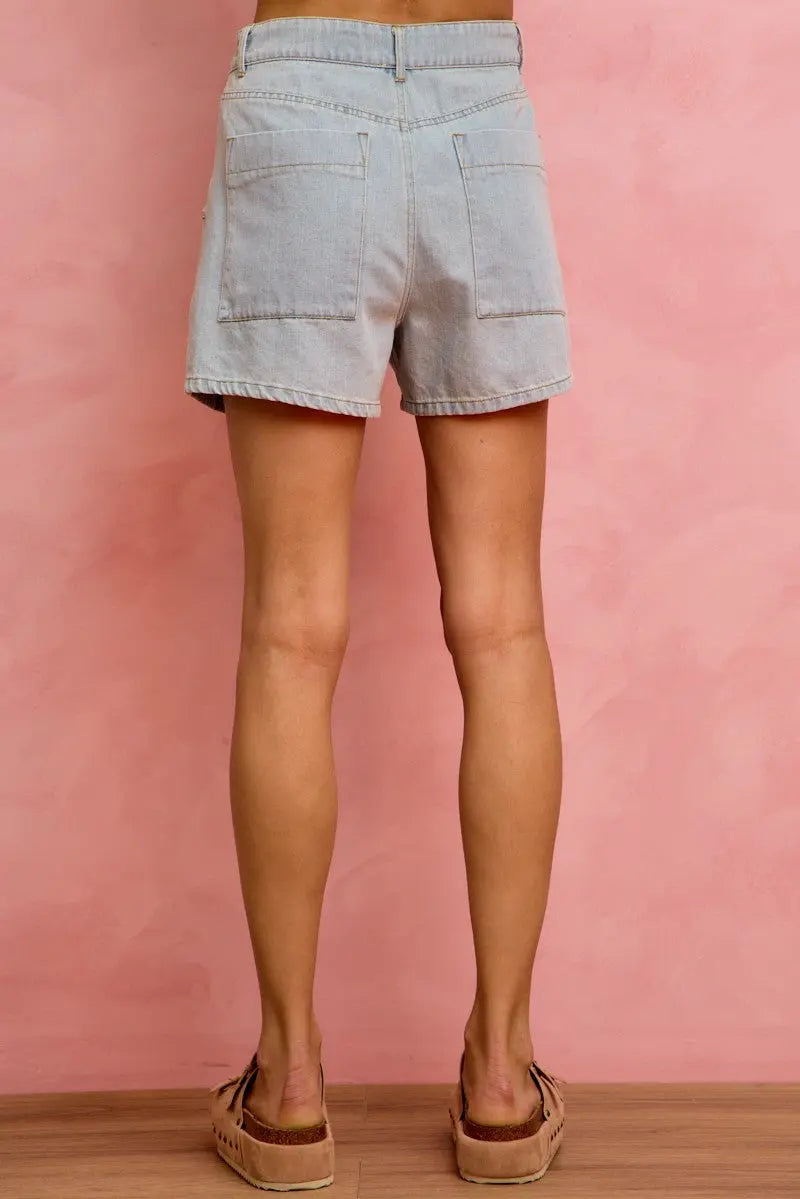 SO ME Mid Rise Denim Shorts With Cotton Tape Drawstring  Style Ratio