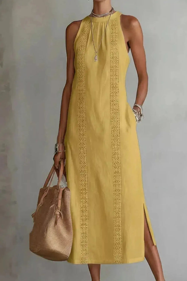 Sleeveless Side Slit Dress with Pockets  Style Ratio
