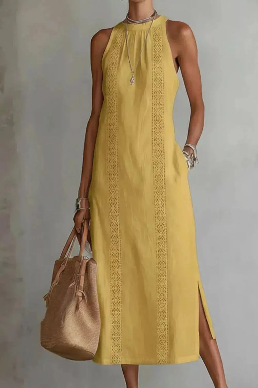 Sleeveless Side Slit Dress with Pockets  Style Ratio