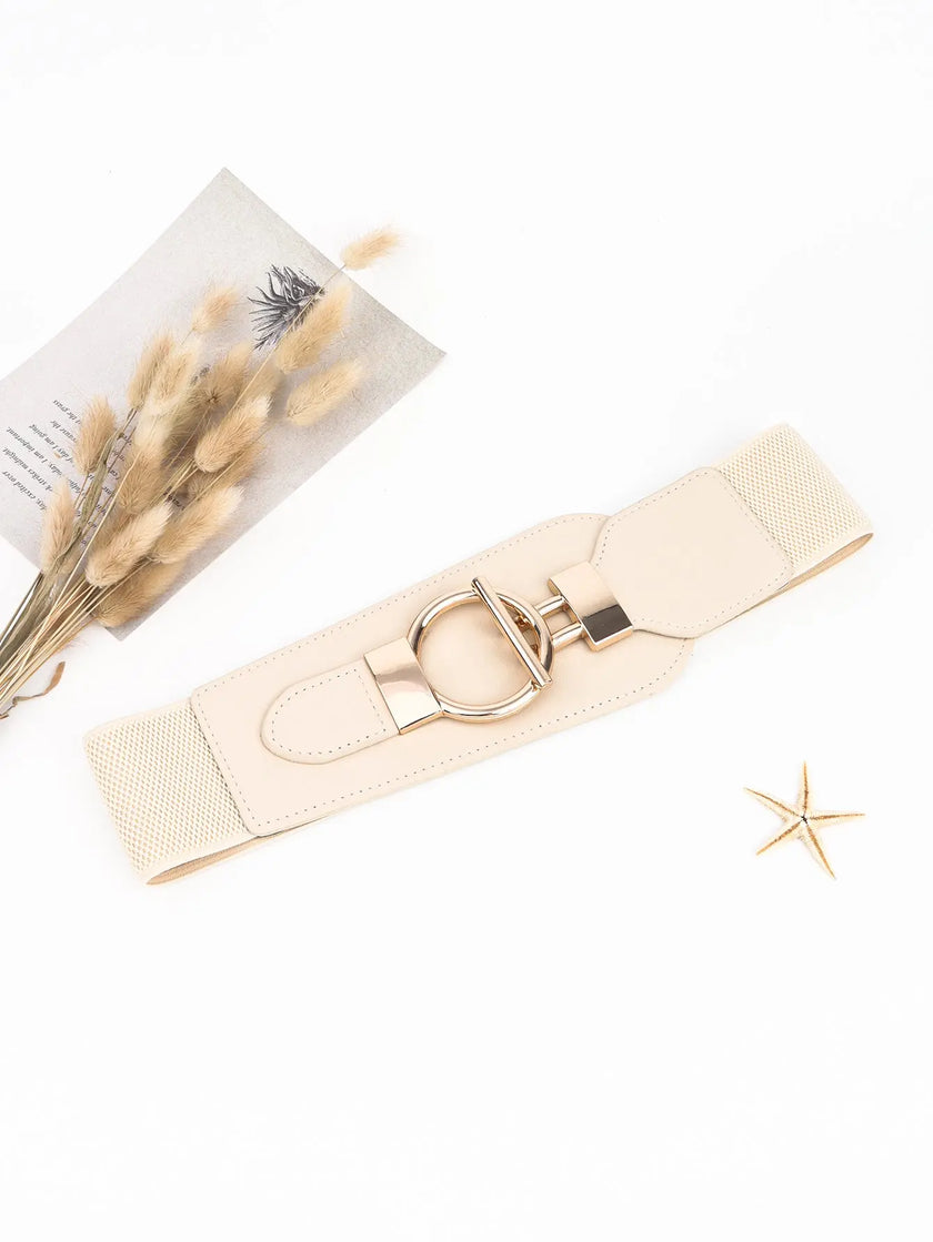PU Elastic Wide Belt with Alloy Buckle  Style Ratio