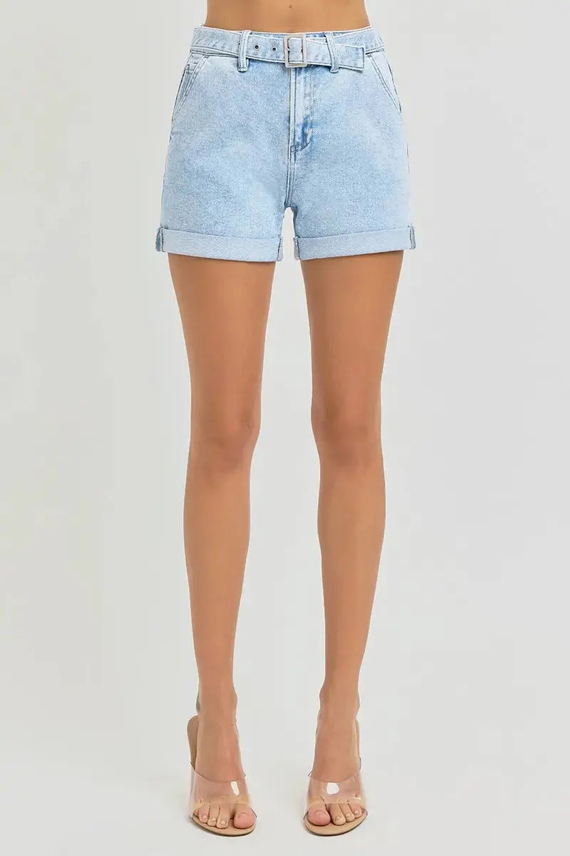 RISEN High Rise Belted Roll Up Shorts  Style Ratio