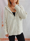 Zip Up Drawstring Long Sleeve Hooded Sweater  Style Ratio