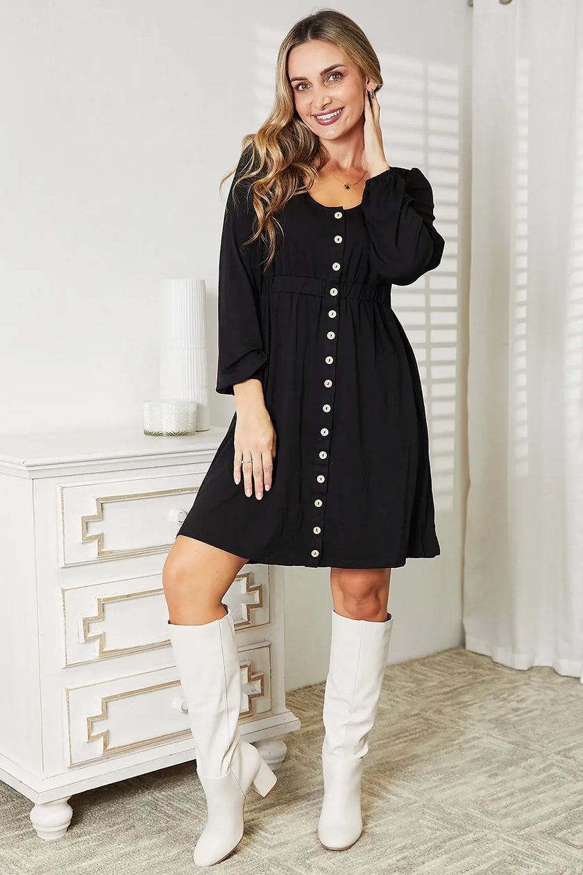 Double Take Scoop Neck Empire Waist Long Sleeve Magic Dress  Style Ratio