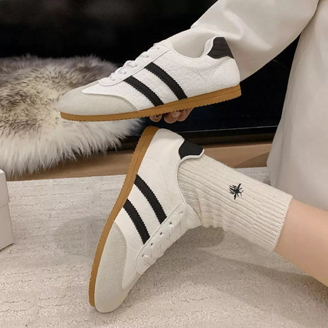 Striped Lace Up Casual Sneakers  Style Ratio