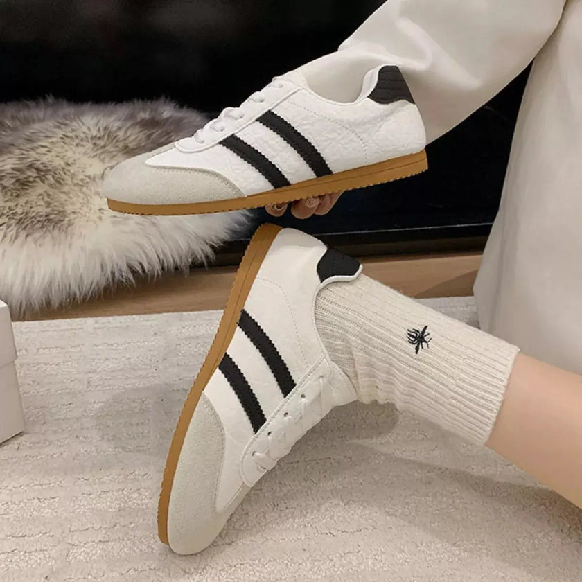 Striped Lace Up Casual Sneakers  Style Ratio