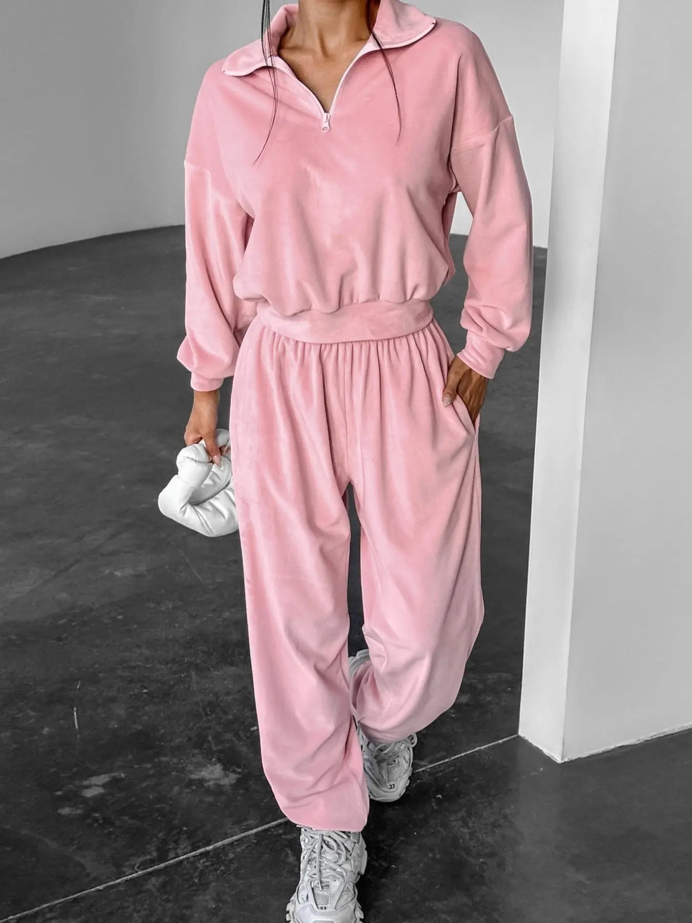 Quarter Zip Long Sleeve Top and Pants Loungewear  Style Ratio