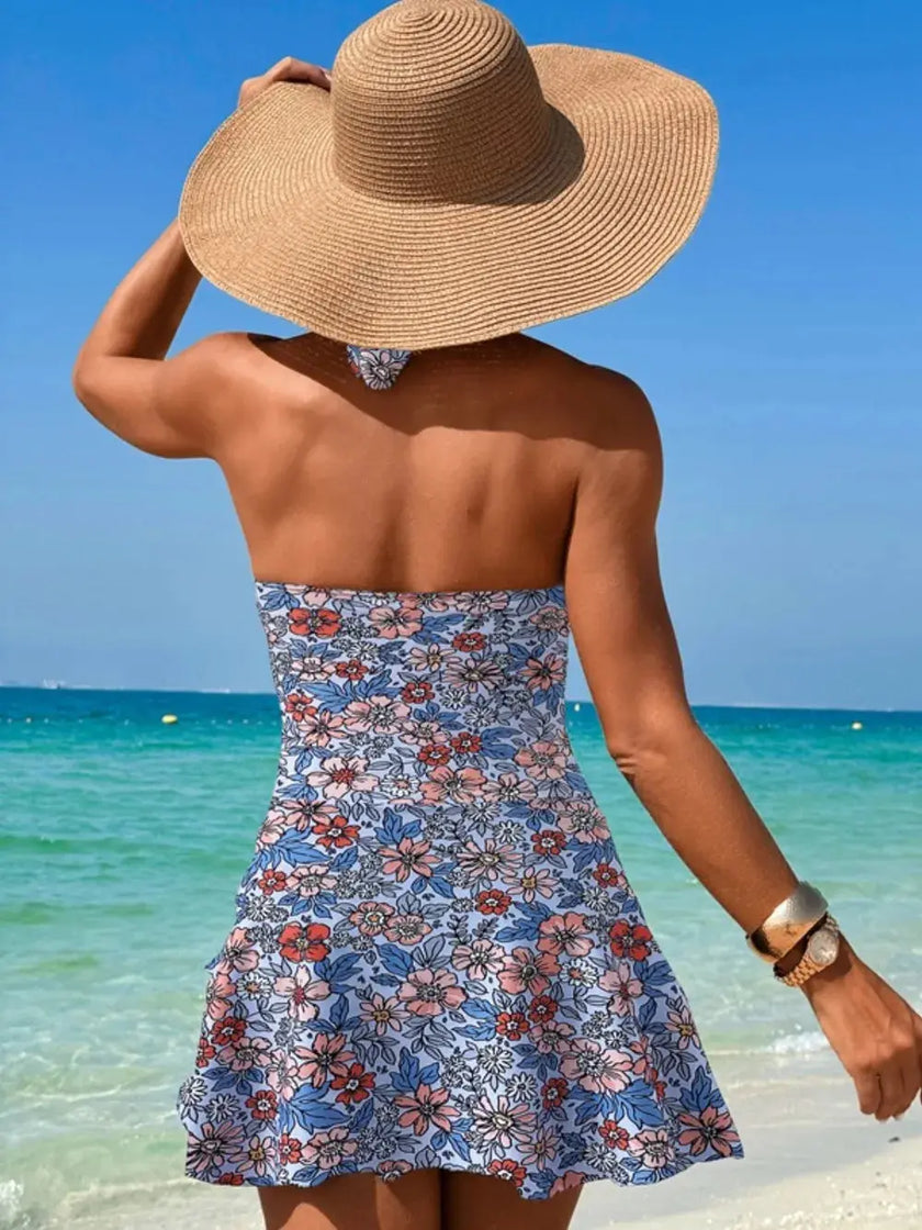Cutout Printed Halter Neck One-Piece Swimwear  Style Ratio