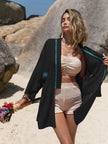 Embroidered Open Front Long Sleeve Cover Up  Style Ratio