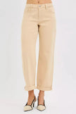RISEN Tummy Control Mid Rise Ankle Barrel Relaxed Baggy  Style Ratio