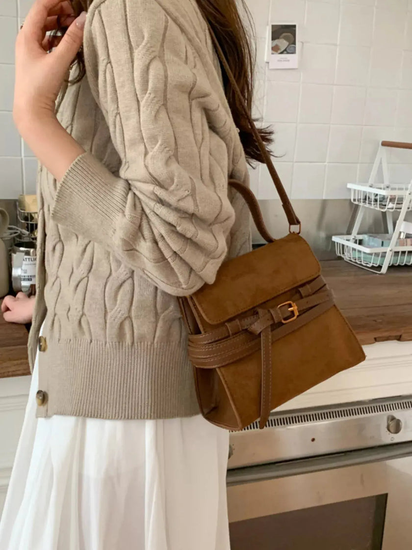Suede Buckle Decor Crossbody Bag  Style Ratio