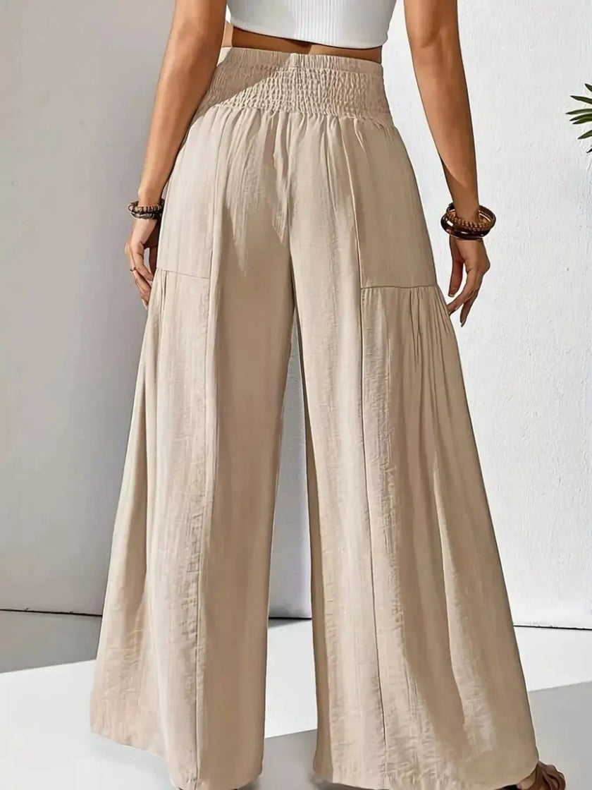 Smocked Waist Wide Leg Pants  Style Ratio