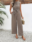 Printed Mock Neck Sleeveless Jumpsuit  Style Ratio