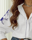 Frill Floral Embroidered Sleeve Blouse  Style Ratio