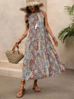 Paisley Print Tie Neck Sleeveless Midi Dress  Style Ratio
