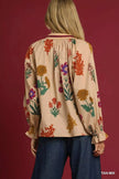Umgee Floral Print Flounce Sleeve Blouse  Style Ratio