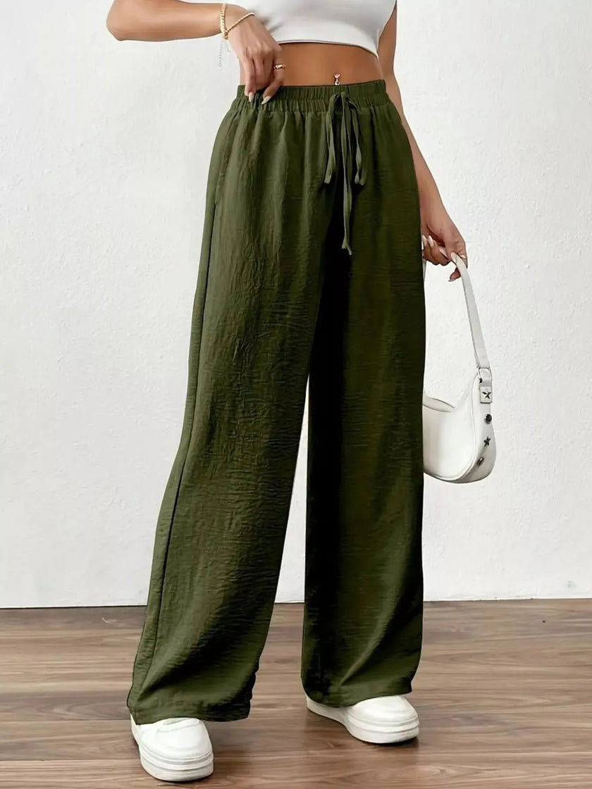 Casual Drawstring Wide Leg Pants  Style Ratio