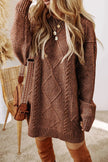 Cable-Knit Round Neck Sweater Dress  Style Ratio