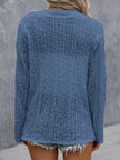 Eyelet Roll-Tab Sleeve Cardigan  Style Ratio