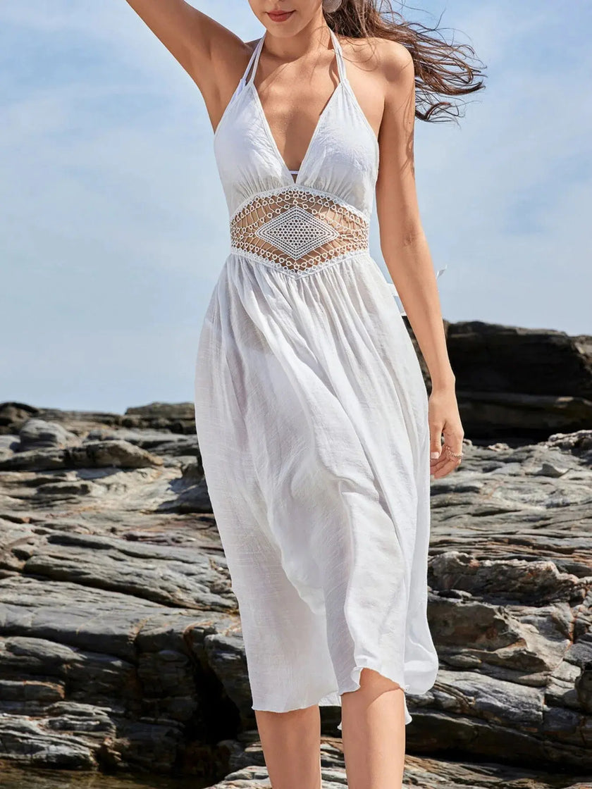 Crochet Waist Halter Sleeveless Cover Up  Style Ratio