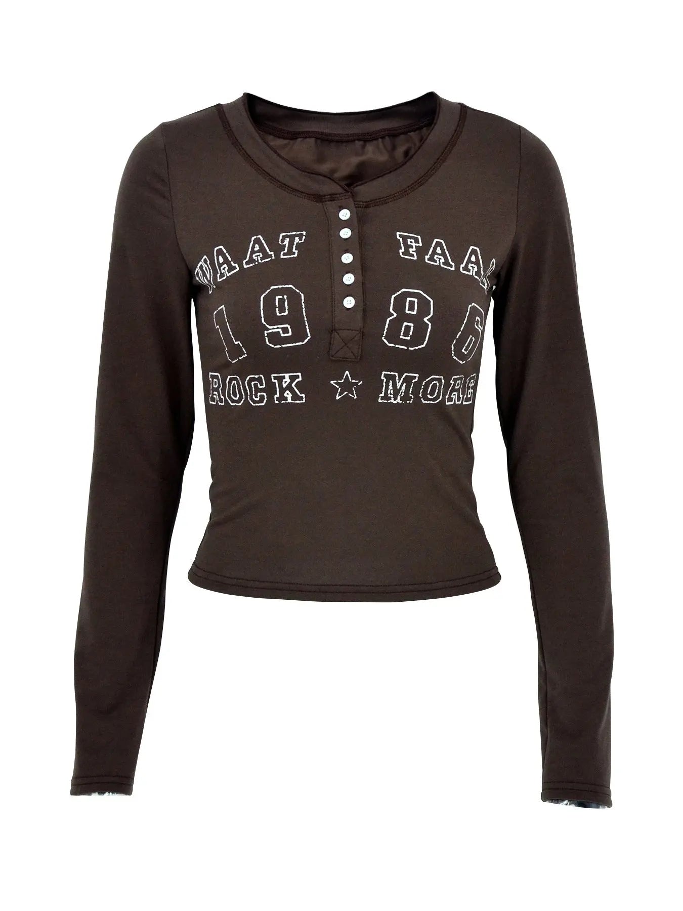 Letter Graphic Button Detail Long Sleeve Shirt  Style Ratio
