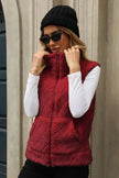 Fuzzy Plaid Texture Zip Up Vest Coat  Style Ratio