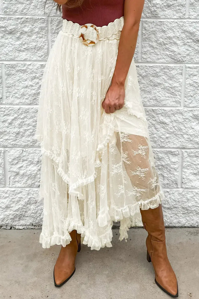 Lace Tiered Midi Skirt  Style Ratio