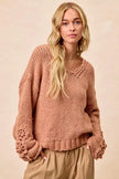 BiBi Chunky Knit Sweater with Flower Detail Sleeves  Style Ratio