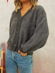 Fuzzy Button-Up Long Sleeve Cardigan  Style Ratio