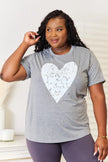 Simply Love Heart Graphic Cuffed Short Sleeve Shirt  Style Ratio