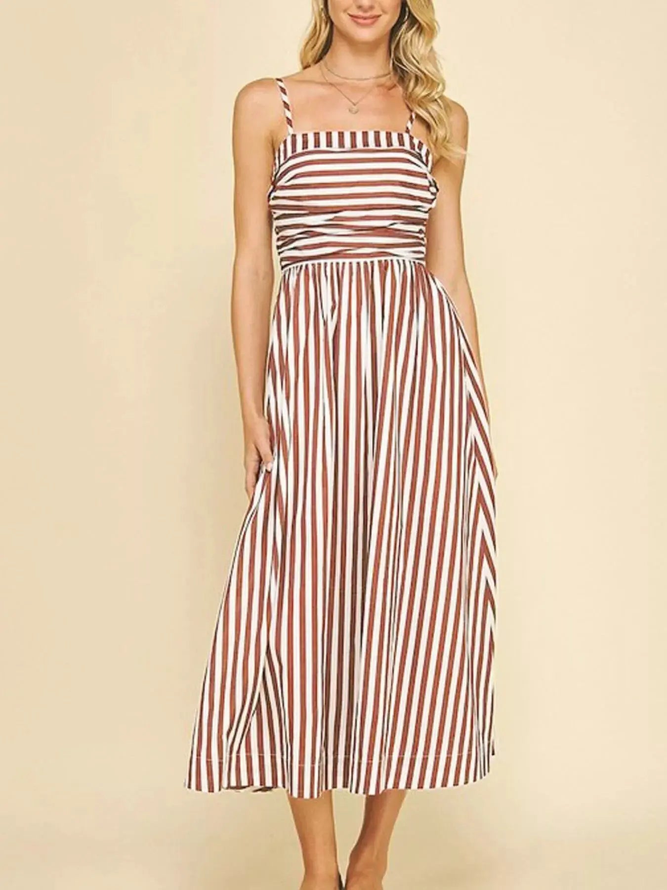 Striped Spaghetti Strap Casual Maxi Dress  Style Ratio