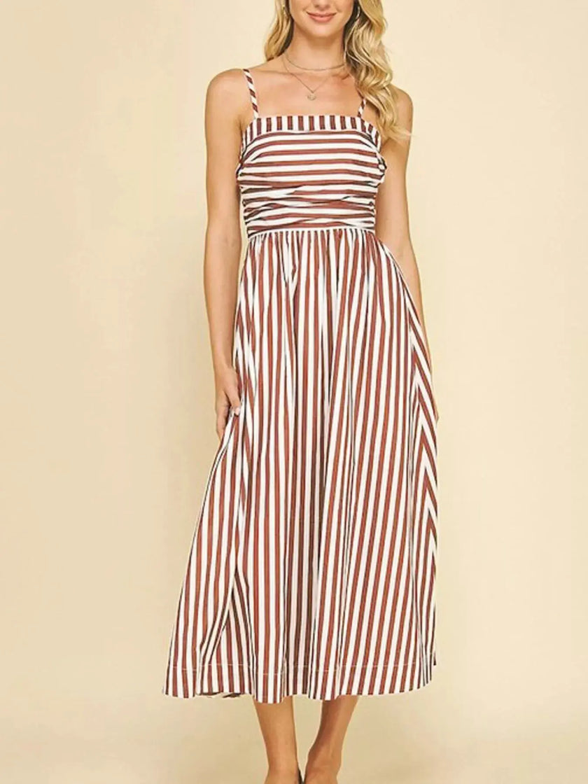 Striped Spaghetti Strap Casual Maxi Dress  Style Ratio