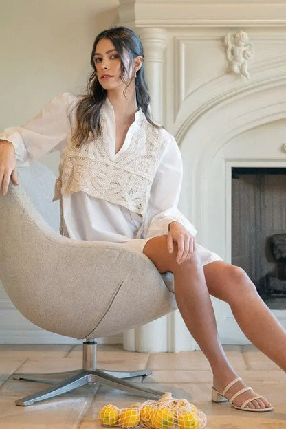 Annie Wear Vest Notched Shirt Dress Trendsi