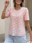 Floral Embroidered Pearl Trim Blouse  Style Ratio