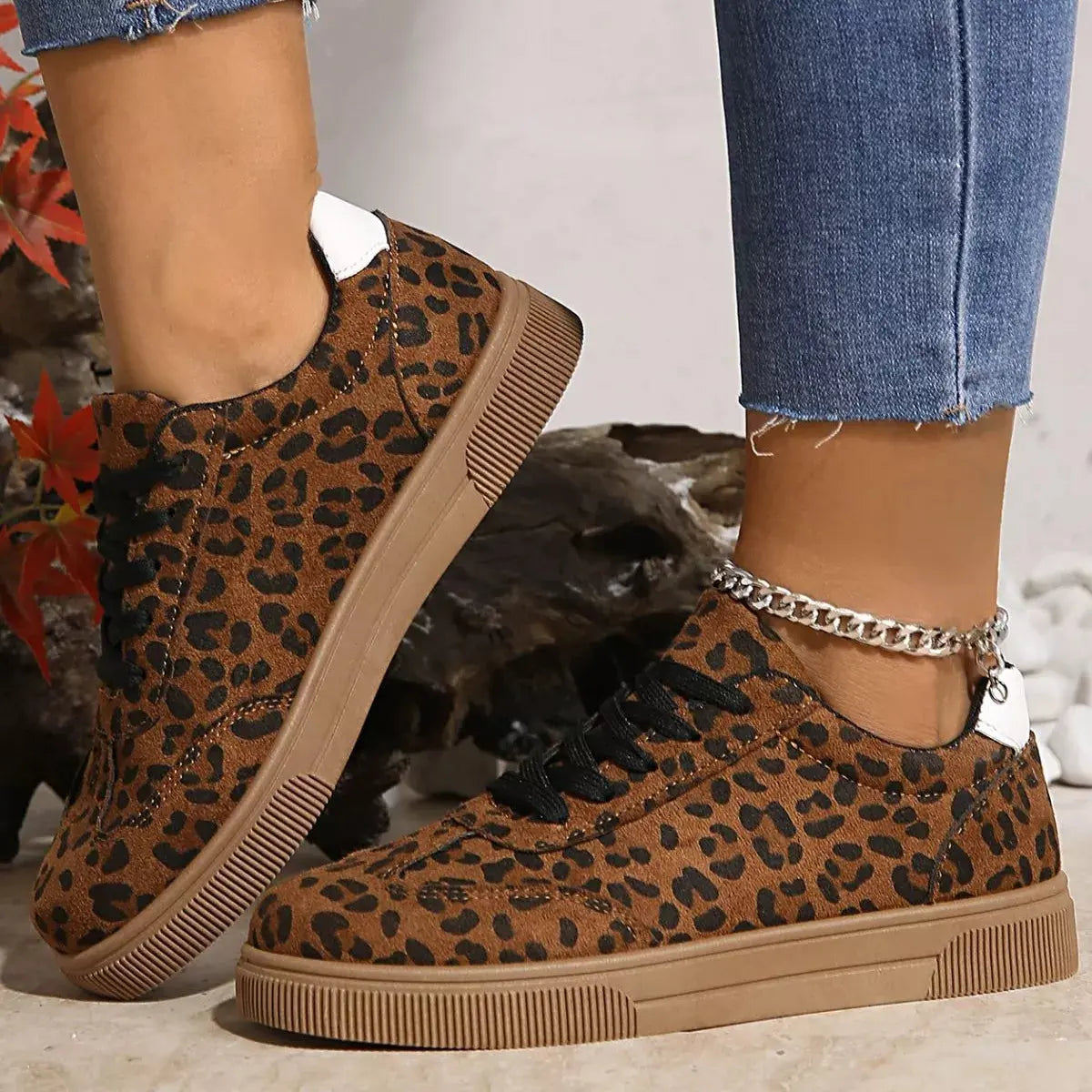 Leopard Lace Up Sneakers  Style Ratio
