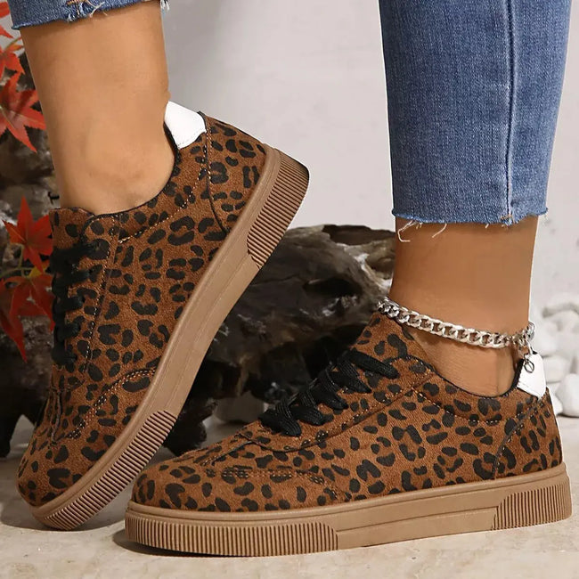 Leopard Lace Up Sneakers  Style Ratio