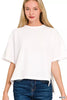 Zenana Full Size Double Knit Side Slits Hi Low Short Sleeve Shirt  Style Ratio