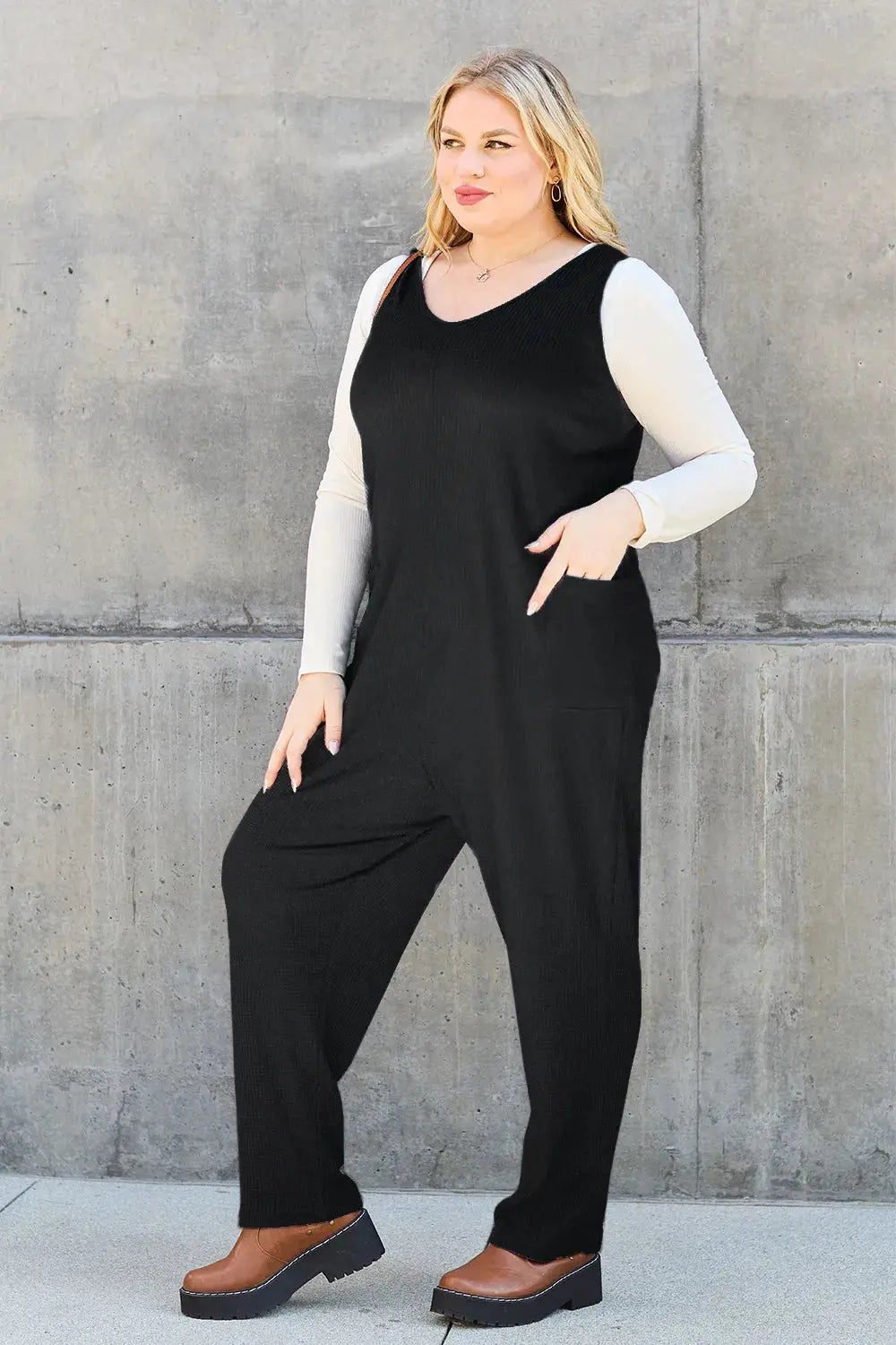 Double Take Full Size Sleeveless Straight Jumpsuit  Style Ratio