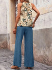 Printed Tank Top and Wide Leg Pants Set  Style Ratio